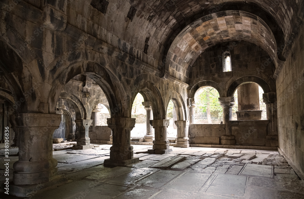 Fototapeta premium Interior of the medieval Armenian monastery of Haghpat. 10th century. Armenia