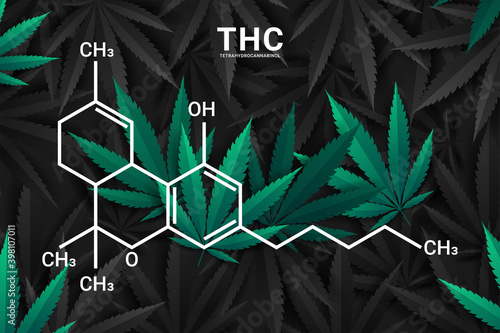 THC or tetrahydrocannabinol molecular structural chemical formula