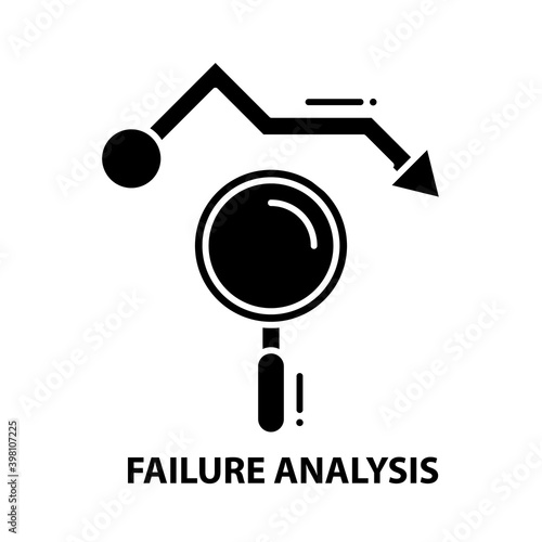 failure analysis icon, black vector sign with editable strokes, concept illustration