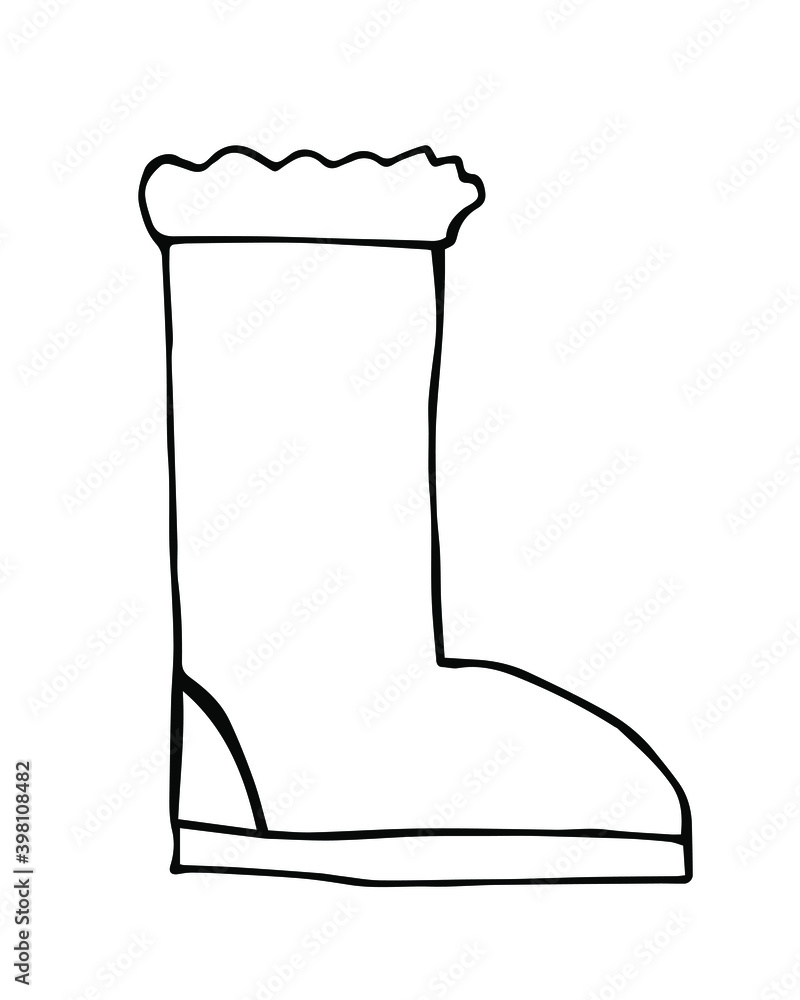 Doodle moon boot vector illustration. Hand drawn simple style winter boot. Doodle moon boot vector illustration. Hand drawn simple style winter boot.