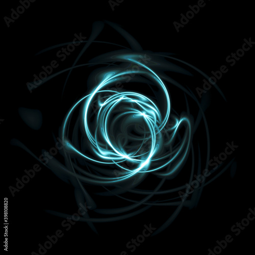 Light abstraction on black background, digital illustration