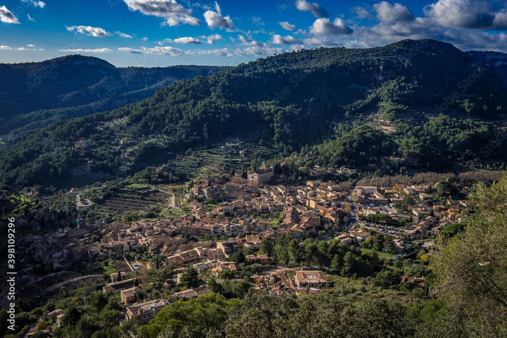 View of the town of Valldemossa in the 