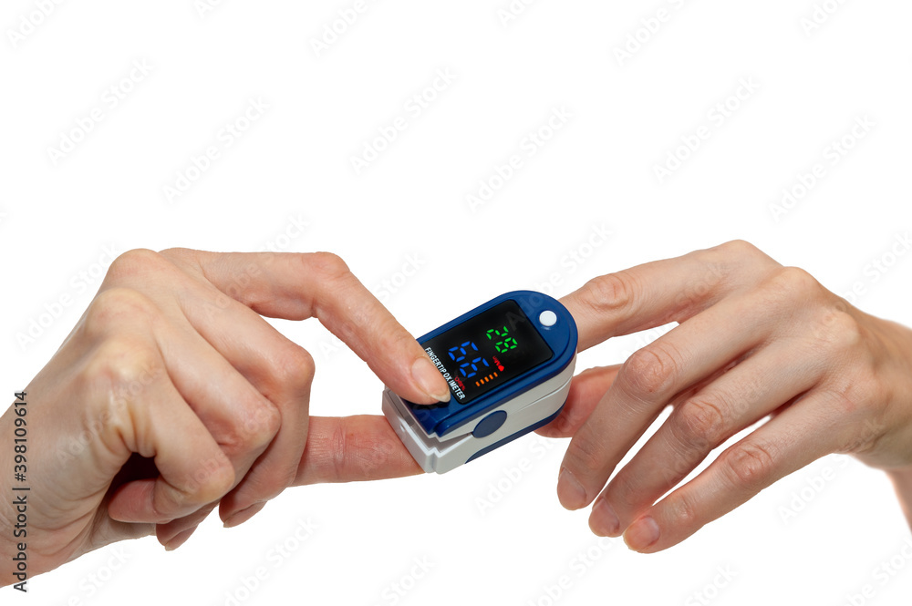 Fototapeta premium Pulse oximeter used to measure pulse rate and oxygen levels
