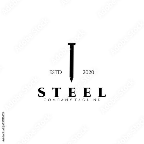 Steel logo vector illustration design, steel nail