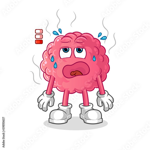 brain low battery mascot. cartoon vector