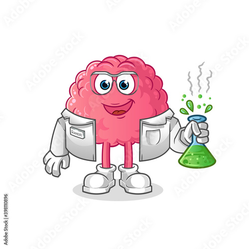 Fototapeta Naklejka Na Ścianę i Meble -  brain scientist character. cartoon mascot vector