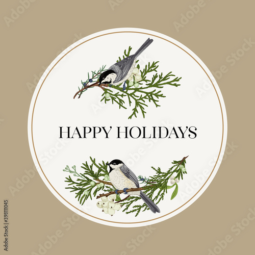 Vintage card with two birds.