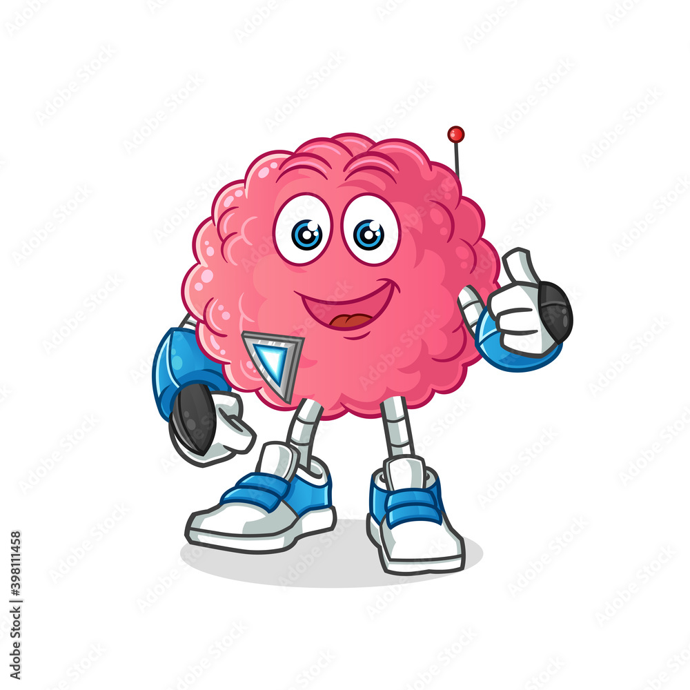 Obraz premium brain robot character. cartoon mascot vector