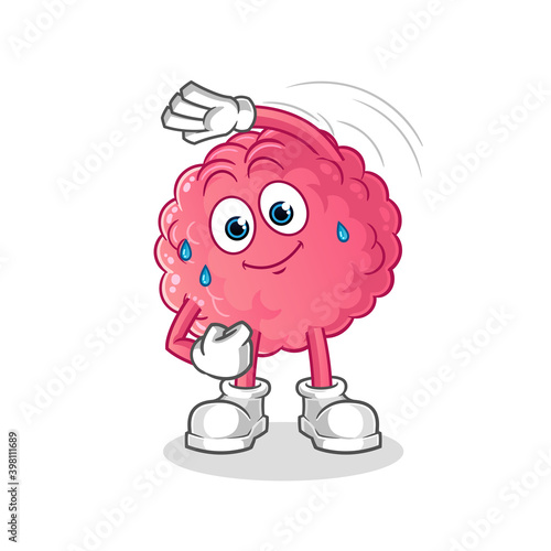 brain stretching character. cartoon mascot vector