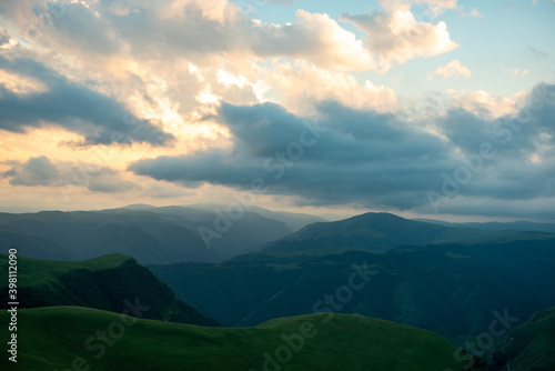 Beautiful clouds in the mountains dawn