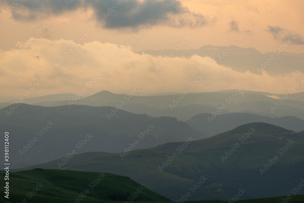 Fototapeta premium Mountain sunrise sea of ​​clouds