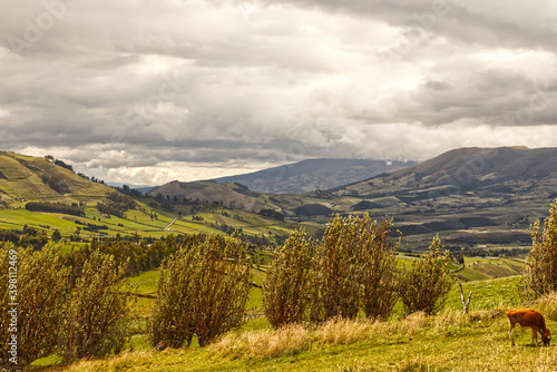 autumn landscape with mountains and sky