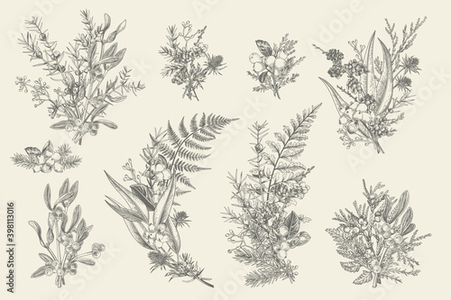 Forest bouquets. Floral arrangements.