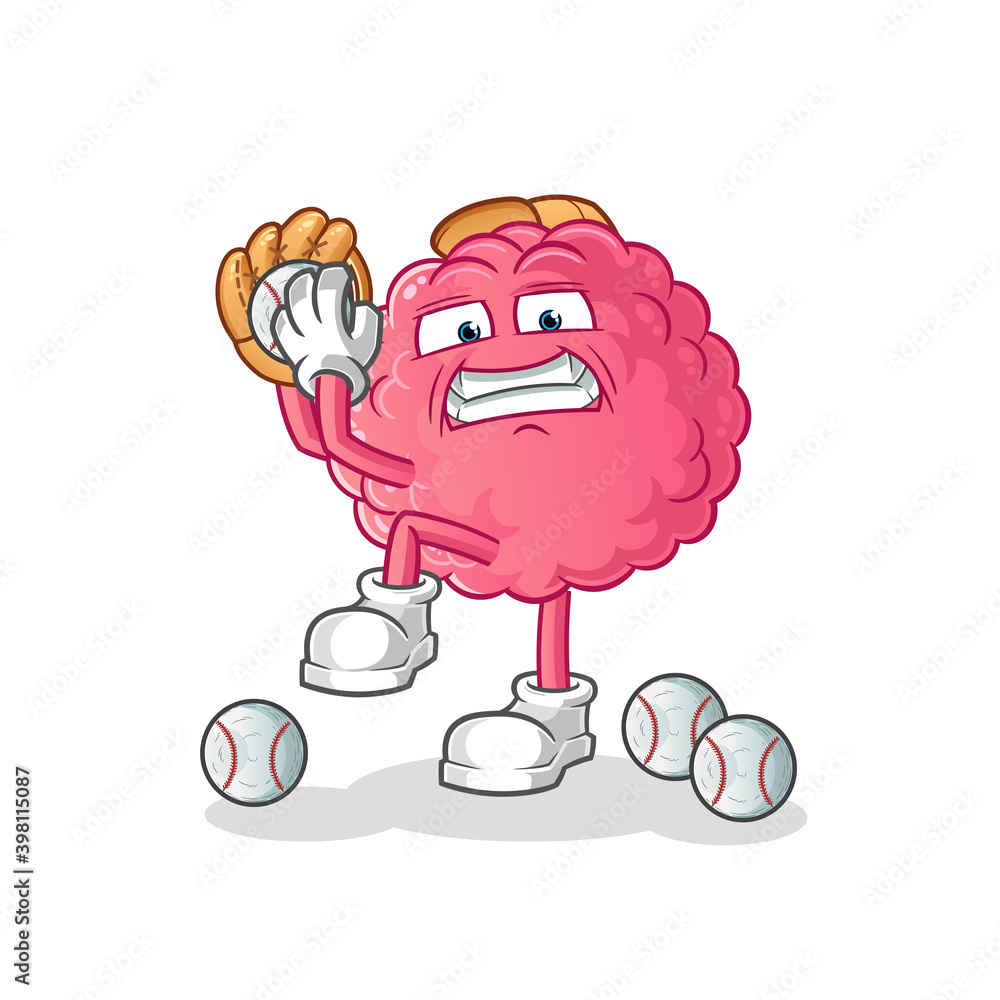 brain baseball pitcher cartoon. cartoon mascot vector brain baseball pitcher cartoon. cartoon mascot vector