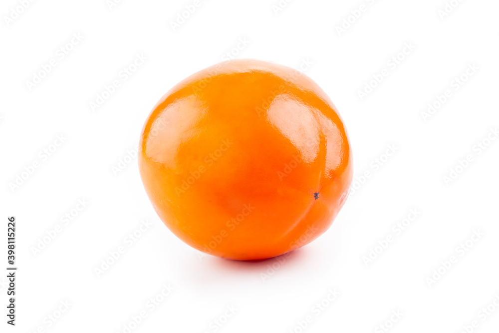 Studio lighting. persimmon fruit on a white background. There is a shadow. Close-up. No isolation. Studio lighting. persimmon fruit on a white background. There is a shadow. Close-up. No isolation.