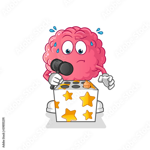brain play whack a mole mascot. cartoon vector