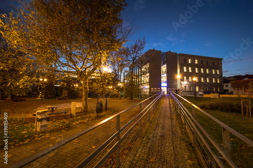 The Old Town of Opole with its monuments during the October evening.