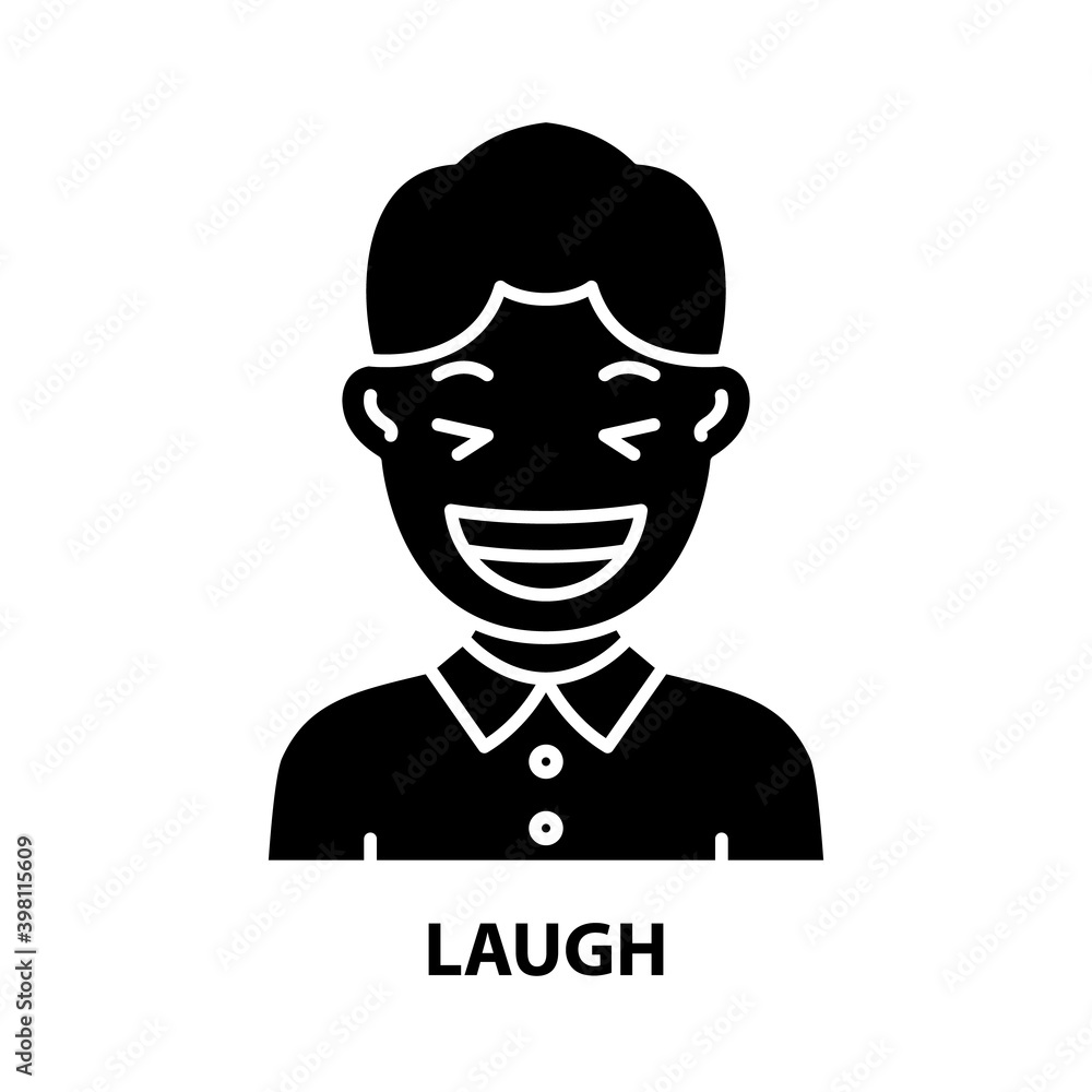 laugh icon, black vector sign with editable strokes, concept illustration laugh icon, black vector sign with editable strokes, concept illustration