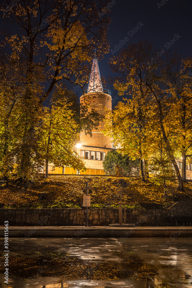 Naklejka premium The Old Town of Opole with its monuments during the October evening.