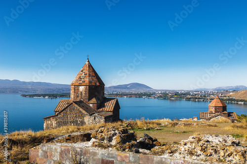 Sevanavank monastery on the North-West coast of lake Sevan, Gegharkunik province, Armenia.
