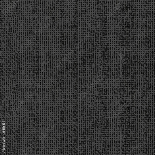 Black grunge texture of weaving fabric, seamless pattern