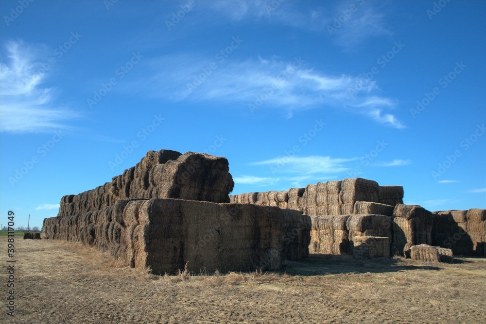 hay stacks on a farm