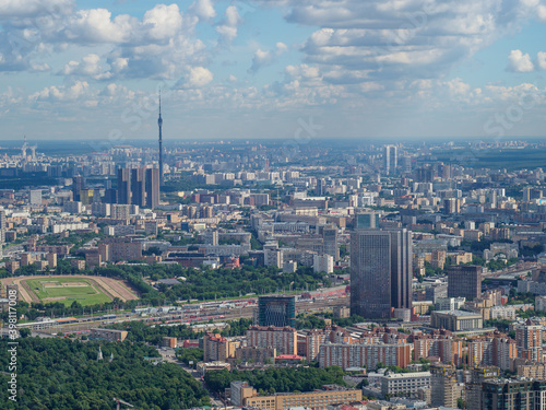 Aerial view of Moscow from skyscraper.