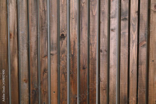 Brown wooden planks interior. Natural wall decoration background.