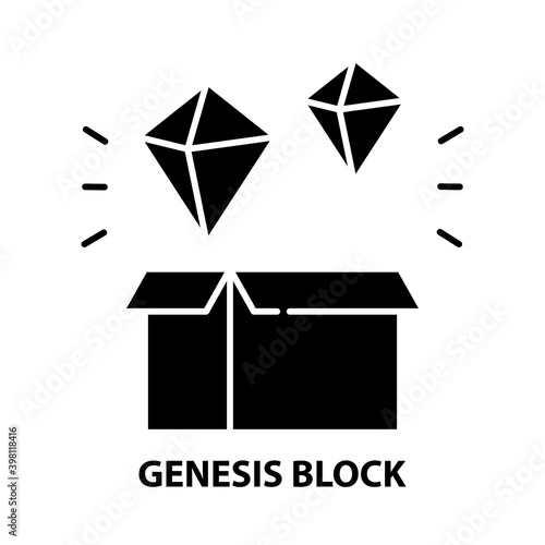genesis block icon, black vector sign with editable strokes, concept illustration