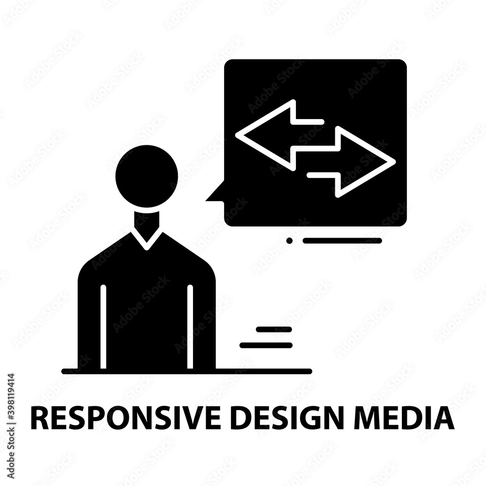 responsive design media icon, black vector sign with editable strokes, concept illustration responsive design media icon, black vector sign with editable strokes, concept illustration