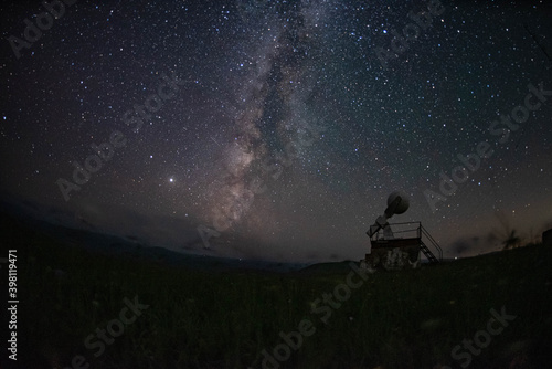 Beautiful Milky Way at the telescope. Shadzhatmaz plateau, Karachay-Cherkessia