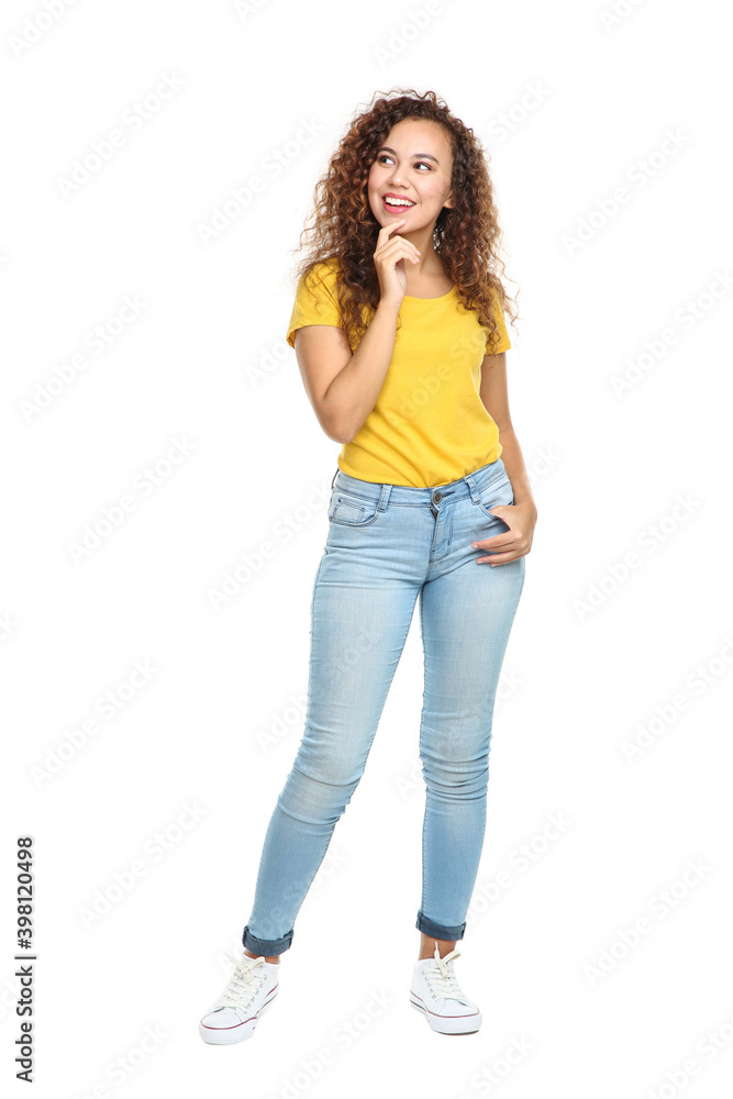 Young american girl isolated on white background Young american girl isolated on white background