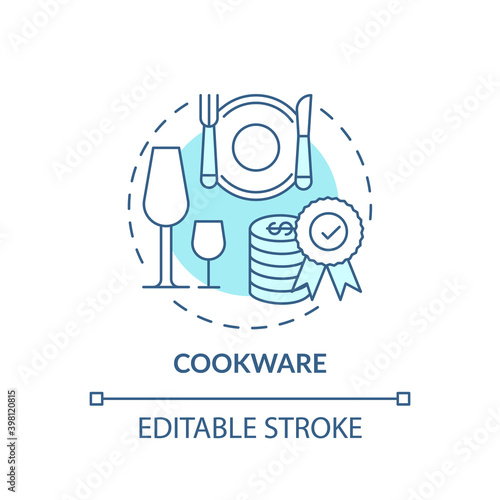 Cookware concept icon. Spending more for high quality product idea thin line illustration. Highest-priced brands. Kitchen accessories. Vector isolated outline RGB color drawing. Editable stroke