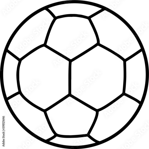 Soccer ball icon, black outline