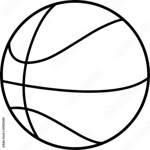 Basketball ball icon, black outline