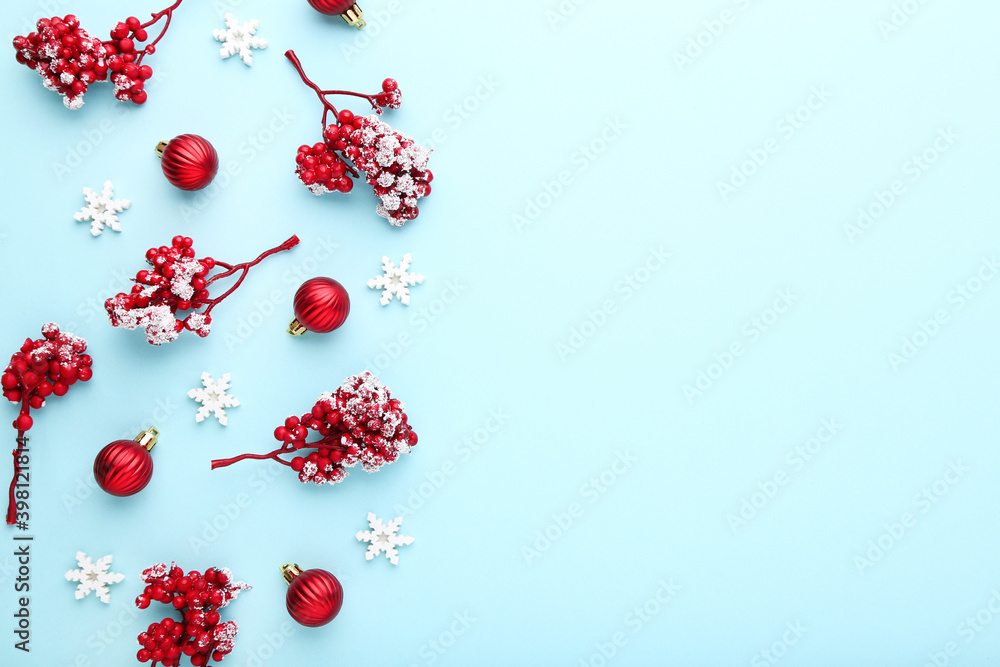 Christmas composition on blue background Christmas composition on blue background
