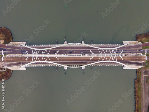 Photography Aerial drone video of the Enneus Heermabrug in Amsterdam, The Netherlands going to Ijburg and Steigereiland Amsterdam Oost east