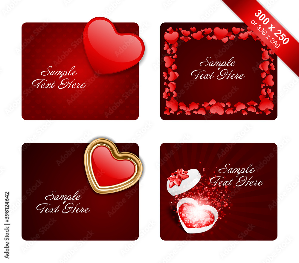 Valentines day invitation postcards vector templates set Valentines day invitation postcards vector templates set