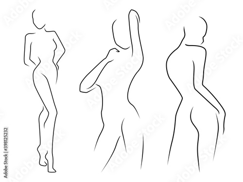 Black sketch of the three women