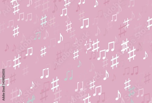 Light Pink vector template with musical symbols.