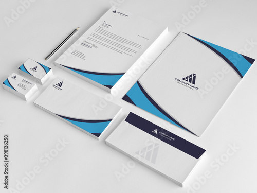Minimal Branding Identity template. Business card, Letterhead, Invoice, Envelope, Business Folder in vector Illustration