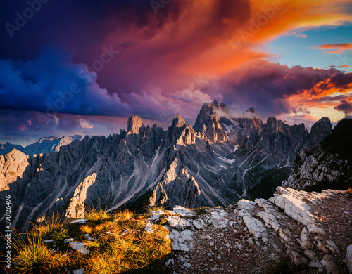 Scenic surroundings of the national park Tre Cime di Lavaredo. Location Dolomiti alp, South Tyrol, Italy.