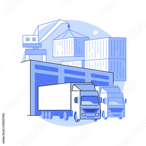 Logistics hub abstract concept vector illustration. Global logistics center, commercial warehouse, distribution hub, supply chain management, transportation cost optimization abstract metaphor.