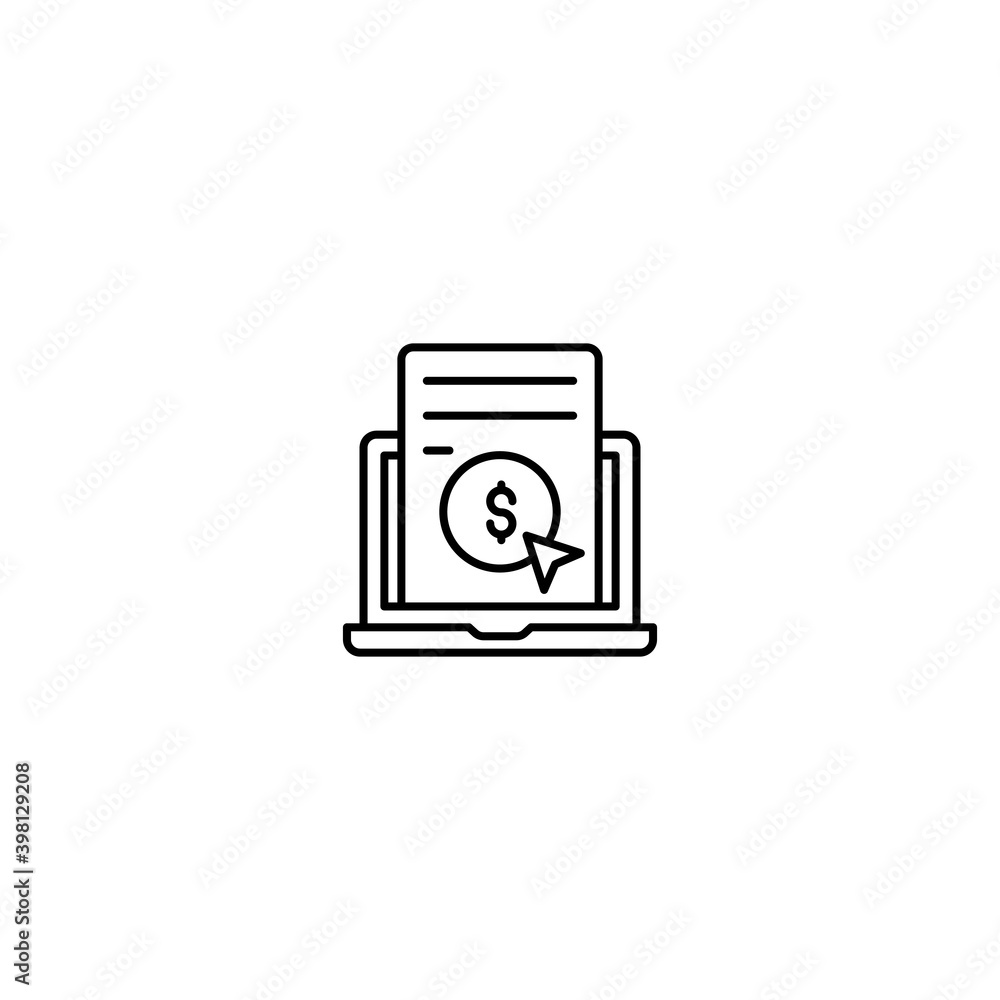 Pay per click icon. Online shopping vector icon. Electronic bill symbol. Internet marketing icon for your web site design, logo, app, UI. Vector illustration, EPS10.
