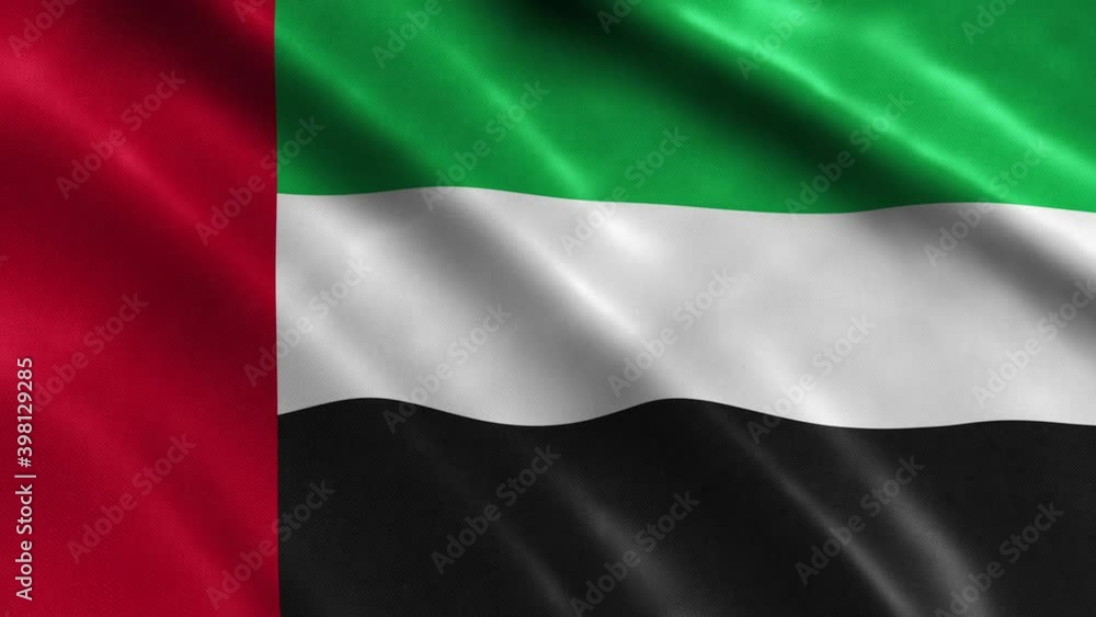 United Arab Emirates National Flag Country Banner Waving 3D Loop Animation. High Quality 4K Resolution. United Arab Emirates National Flag Country Banner Waving 3D Loop Animation. High Quality 4K Resolution.