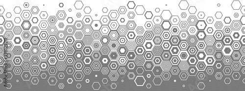 Hexagonal abstract seamless background. Vector geometric background with fade linear hexagons 