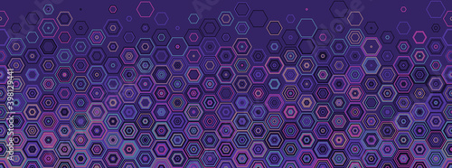 Hexagonal abstract seamless background. Vector geometric background with fade linear hexagons. Modern stylish texture
