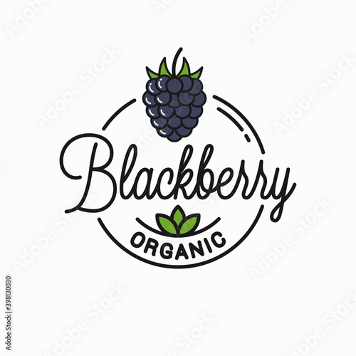 Blackberry logo. Round linear logo of organic