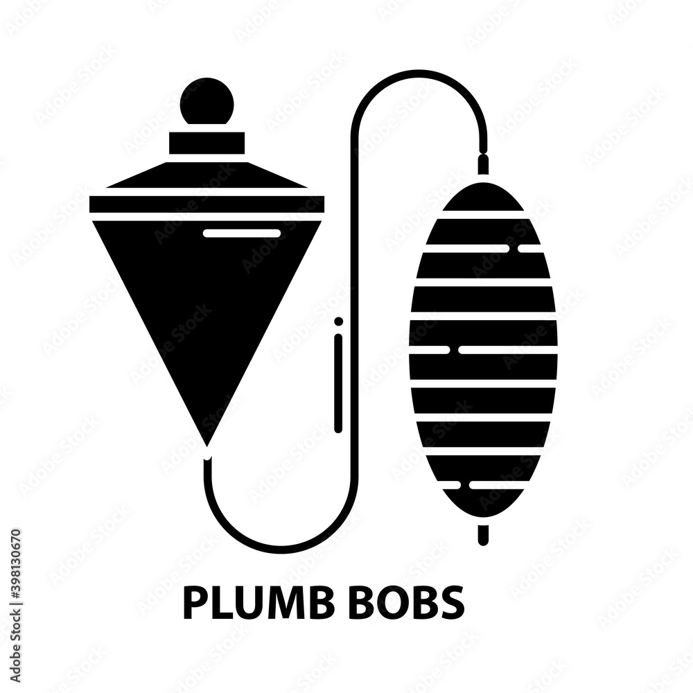 plumb bobs icon, black vector sign with editable strokes, concept illustration plumb bobs icon, black vector sign with editable strokes, concept illustration