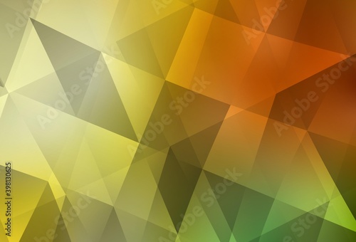 Light Red, Yellow vector abstract polygonal background.